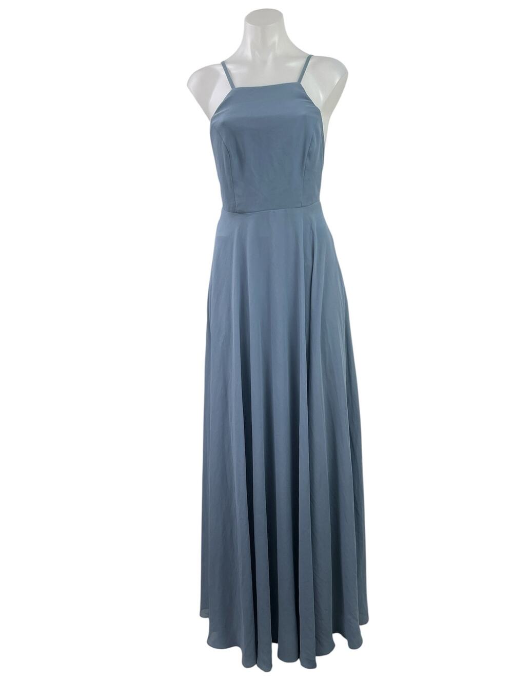 Lulus Womens Blue Sleeveless Cami Camisole Crossback Maxi Bridesmaid Dress Sz XS